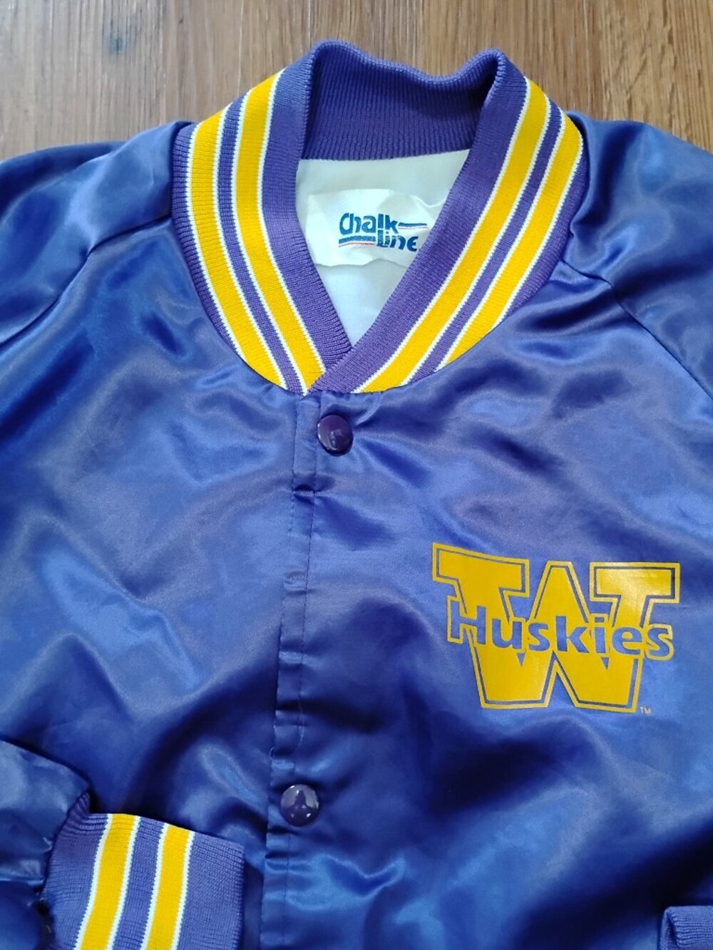 Vintage Chalk Line Washington Huskies Satin Bomber Jacket